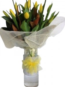 Tulips with Glass Vase